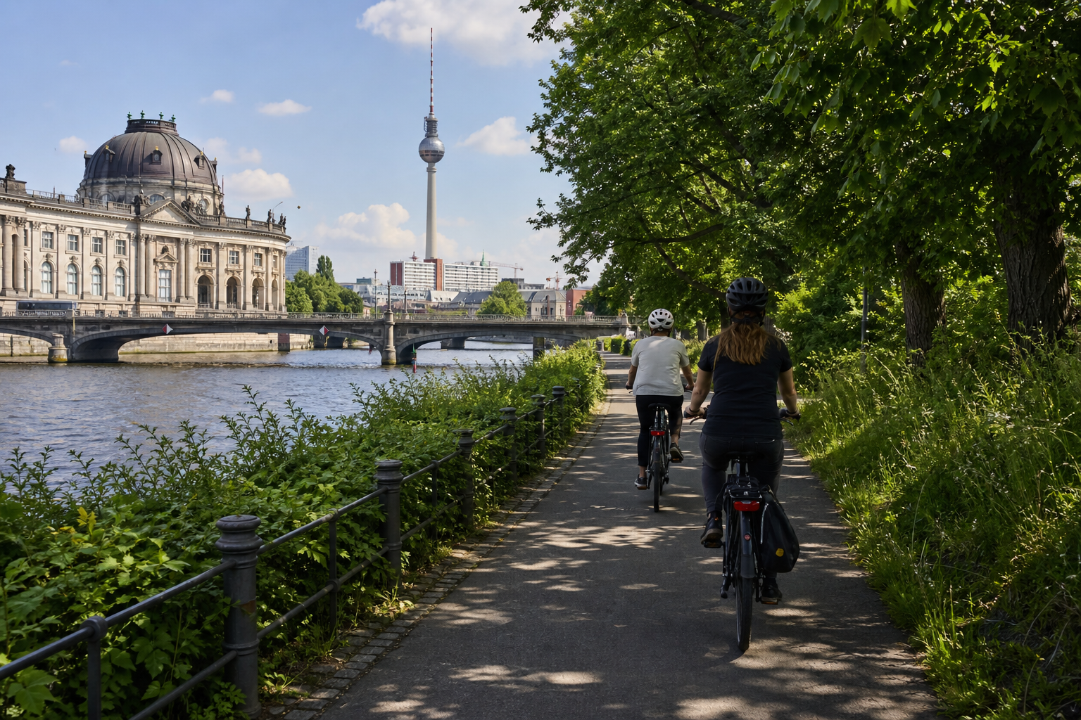 Ruhige Berliner Stadtszene mit lokalen Orientierungspunkten